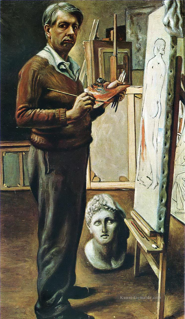 Selbstporträt im Atelier 1935 Giorgio de Chirico Metaphysical Surrealismus Ölgemälde